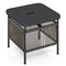 2 Tier Outdoor Side Table with Umbrella Hole Metal Patio End Table Black and Natural